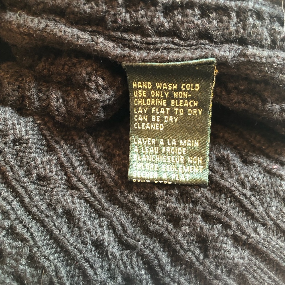 Lauren Ralph Lauren Black Crew Neck Cable Knit 100% Cotton Sweater Size M - Picture 5 of 7